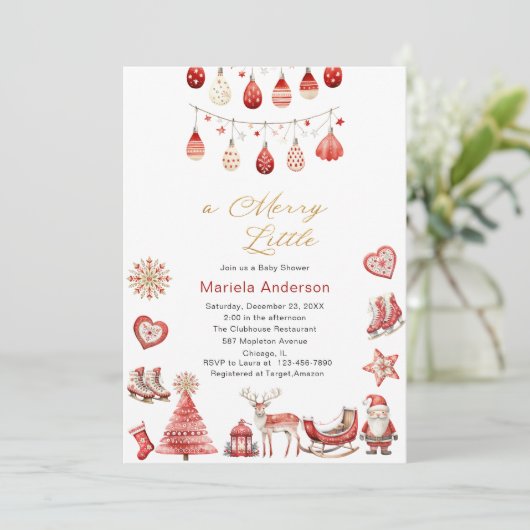 Winter Vrolijk Kerstfeest Waterverf Baby shower Kaart (Staand voorkant)