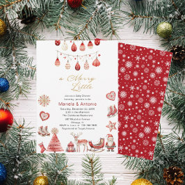 Winter Vrolijk Kerstfeest Waterverf Baby shower pa Kaart