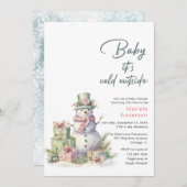 Winter Vrolijk Kerstmis Sneeuwman Waterverf Baby S Kaart (Voorkant / Achterkant)