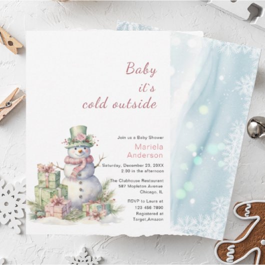 Winter Vrolijk Kerstmis Sneeuwman Waterverf Baby S Kaart