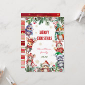 Winter Vrolijk Kerstmis Woodland Dier Thema Kaart (Voorkant / Achterkant in situ)