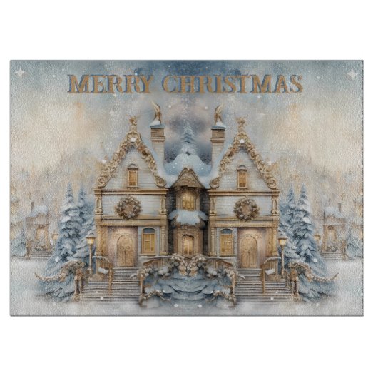  winter vrolijk kerstmonogram | groot snijplank (Voorkant)