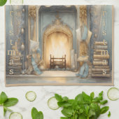  winter vrolijk kerstmonogram | theedoek (Gevouwen)