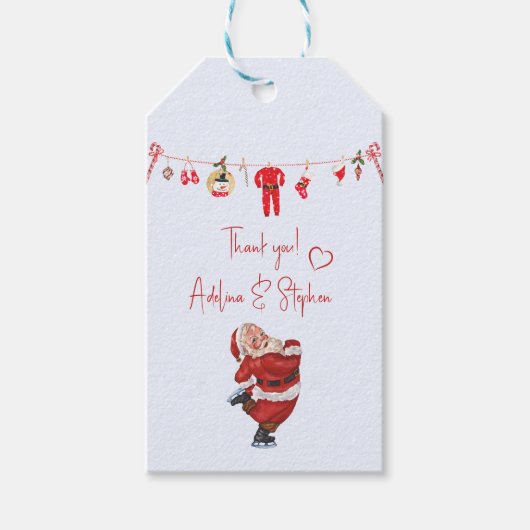Winter Vrolijk Kleine Kerst Jongen Meisje Baby sho Cadeaulabel (Voorkant)