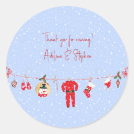 Winter Vrolijk Kleine Kerst Jongen Meisje Baby sho Ronde Sticker