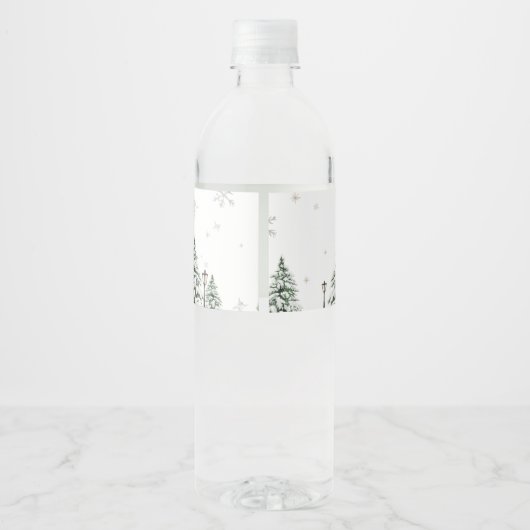 Winter vrolijke babykleertjes baby shower waterfles etiket (Achterkant)