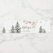 Winter vrolijke babykleertjes baby shower waterfles etiket (Enkel label)