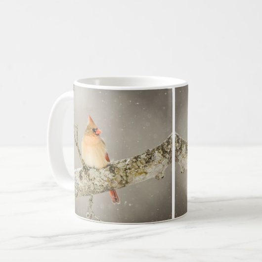 Winter Vrouw Kardinaal vogelkoffie Mok (Voorkant links)