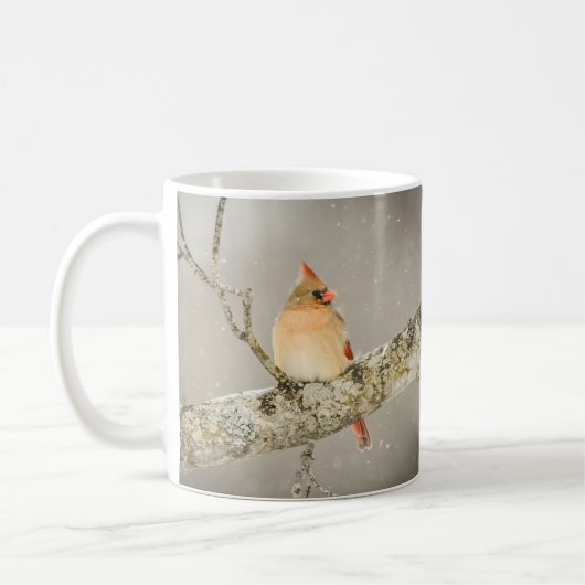 Winter Vrouw Kardinaal vogelkoffie Mok (Links)
