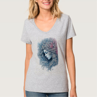 Winter Vrouw Mode Illustratie T-shirt