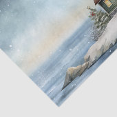 Winter Vuurtoren Nautische Strand Kerstvakantie Tissuepapier (Detail)