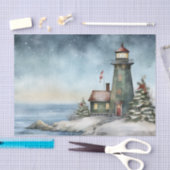 Winter Vuurtoren Nautische Strand Kerstvakantie Tissuepapier (Craft)