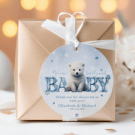 Winter wacht nauwelijks op modern Baby shower Bedankjes Labels