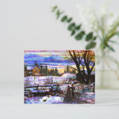 Winter Walk Home Boy Girl & Dog Briefkaart (Staand voorkant)