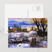 Winter Walk Home Boy Girl & Dog Briefkaart (Voorkant / Achterkant)