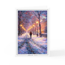 Winter Walk Under Streetlights – Impressionist