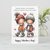 Winter Walk Valentine  Feestdagenkaart (Staand voorkant)