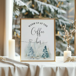 Winter Warm omhoog bij het Poster van de koffiebar