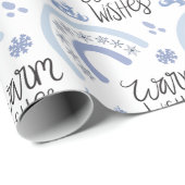 Winter Warm Wensen Blauwe Sneeuwvlok Regenboog Cadeaupapier (Rol Hoek)
