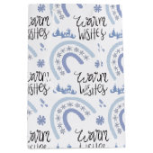 Winter Warm Wensen Blauwe Sneeuwvlok Regenboog Medium Cadeauzakje (Voorkant)