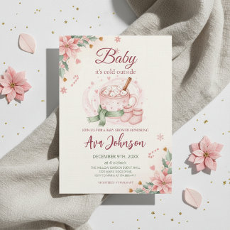 Winter Warme Chocolade Baby Shower Uitnodiging Roz