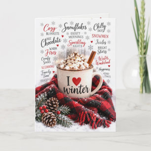 Winter Warme Chocolade met Woordwolk Kaart