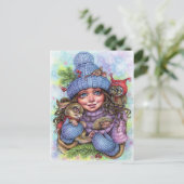 Winter Warmte Briefkaart Kleine Bos Vrienden (Staand voorkant)