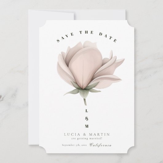 Winter Warmte Single Big Floral Save The Date Kaart (Voorkant)