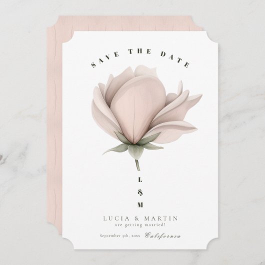 Winter Warmte Single Big Floral Save The Date Kaart (Voorkant / Achterkant)