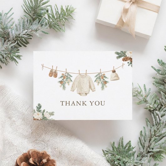 Winter Waslijn Baby Shower Bedankkaart