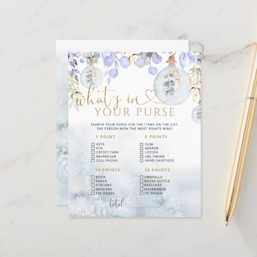 Winter Wat is jouw paarse baby shower spel? (Voorkant / Achterkant in situ)