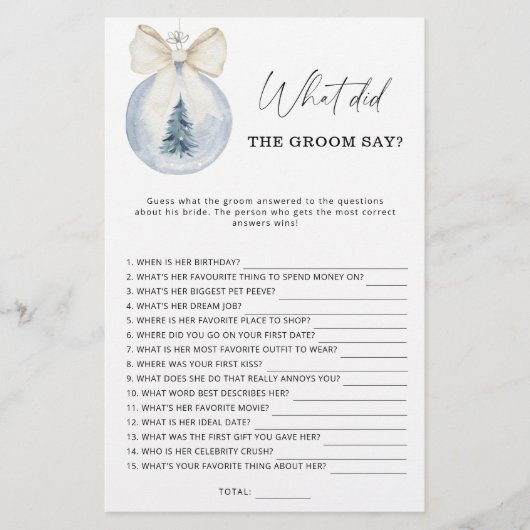 Winter Wat zei de groom tegen het bruidsspel? (Voorkant)