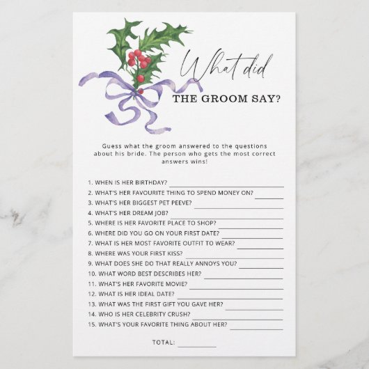 Winter Wat zei de groom tegen het bruidsspel? (Voorkant)