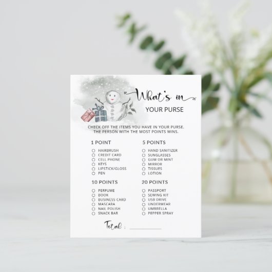 Winter Wat zit er in je paarse baby shower spel (Staand voorkant)