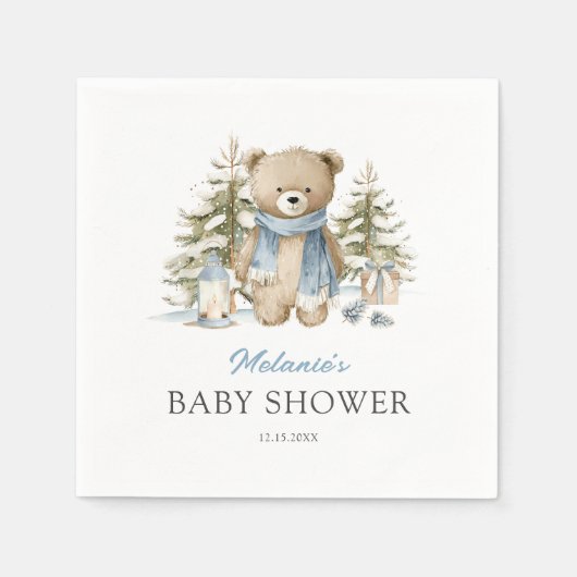 Winter Watercolor Beer Baby Shower Servet (Voorkant)