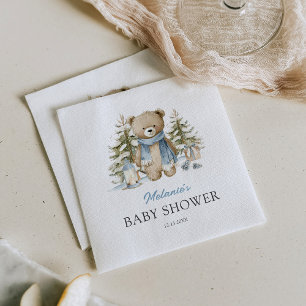 Winter Watercolor Beer Baby Shower Servet