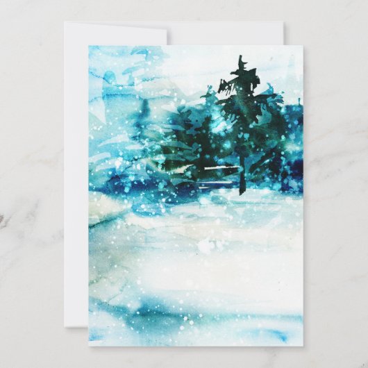 Winter Watercolor Besneeuwd Bos Dennenbomen Trouwe Kaart (Achterkant)