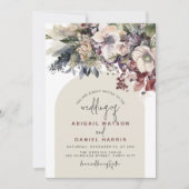 Winter Watercolor Bloemen Bruiloft Kaart (Voorkant)