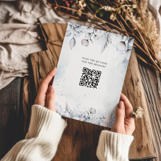 Winter Watercolor Bloemen Huwelijksregister Detail Informatiekaartje