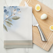 Winter Watercolor Blue Berry Botanical Theedoek (Quarter Fold)