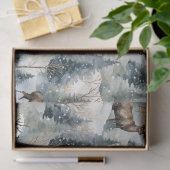 Winter Watercolor Bos Herten (1) Tissuepapier (Geschenk)