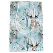 Winter Watercolor Bos Herten (2) Medium Cadeauzakje (Voorkant)