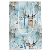 Winter Watercolor Bos Herten (2) Medium Cadeauzakje (Achterkant)