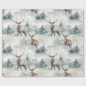 Winter Watercolor Bos Herten (4) Cadeaupapier (Vlak)