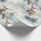 Winter Watercolor Bos Herten (4) Cadeaupapier (Hoek)