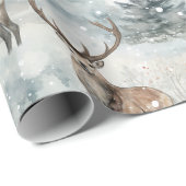 Winter Watercolor Bos Herten (4) Cadeaupapier (Rol Hoek)