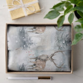 Winter Watercolor Bos Herten (4) Tissuepapier (Geschenk)