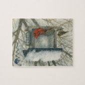 Winter Watercolor Cardinal Legpuzzel (Horizontaal)