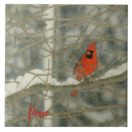 Winter Watercolor Cardinal Tegeltje