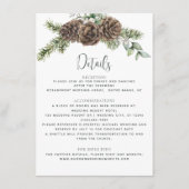 Winter Watercolor Dennenkegel Trouwdetails Informatiekaartje (Voorkant)